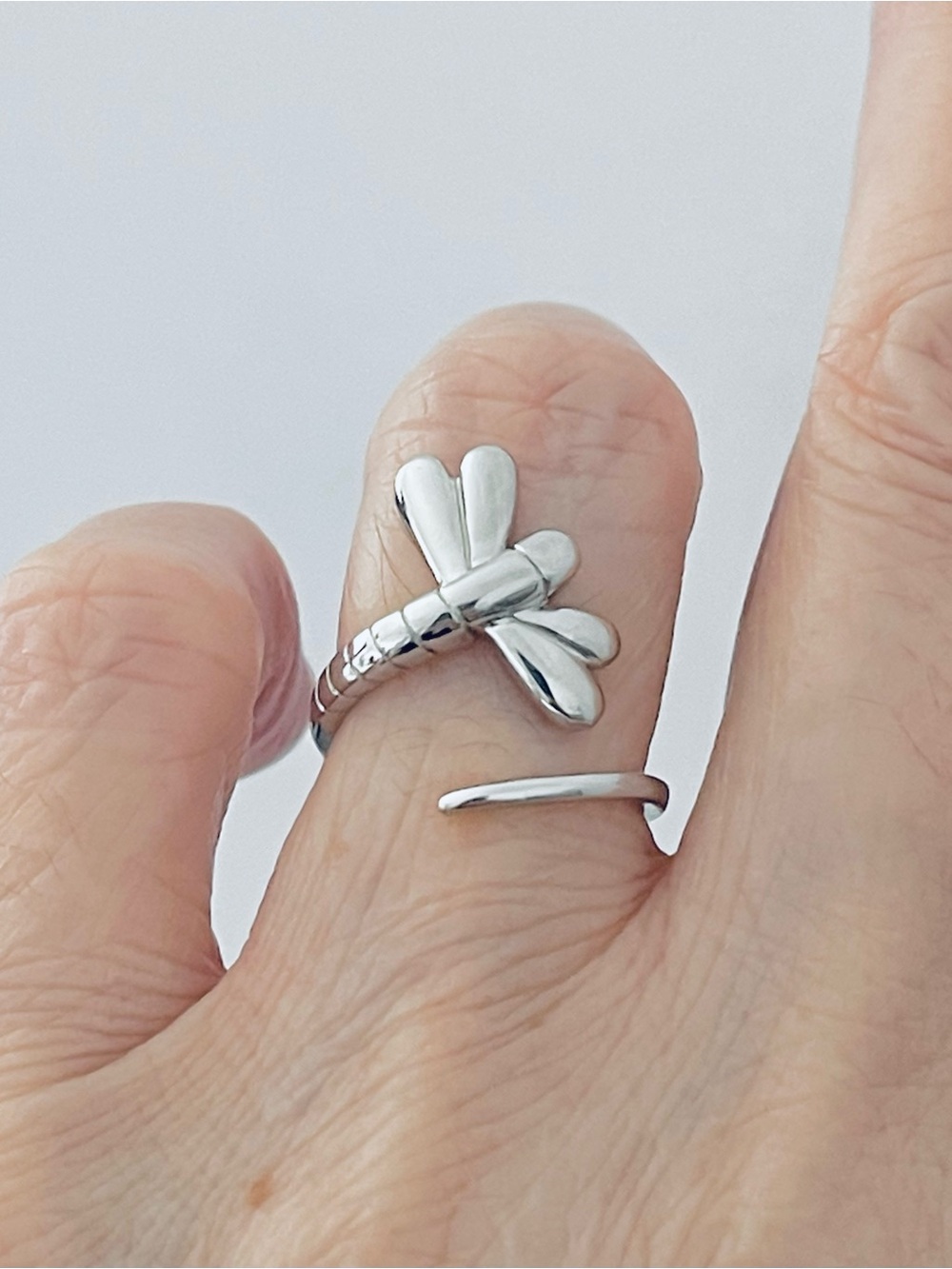 Sterling Silver Statement Wraparound Dragonfly Ring, Spirit Bug Silver Rings